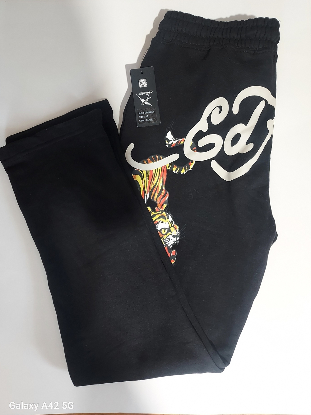 Ed Hardy Black Sweatpants with Multicolor Tiger Graphic